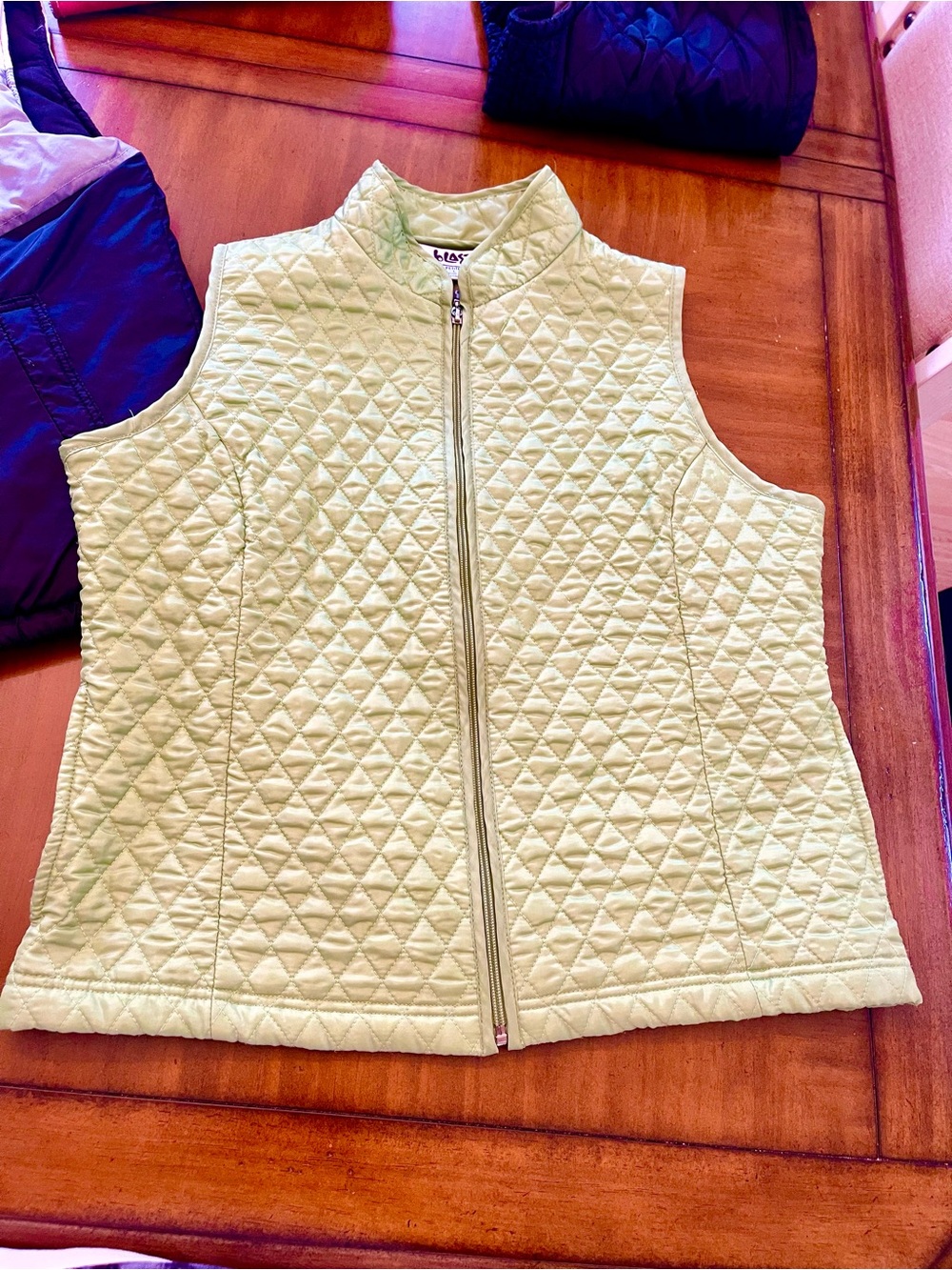 Vintage Green Quilted Zip Vest